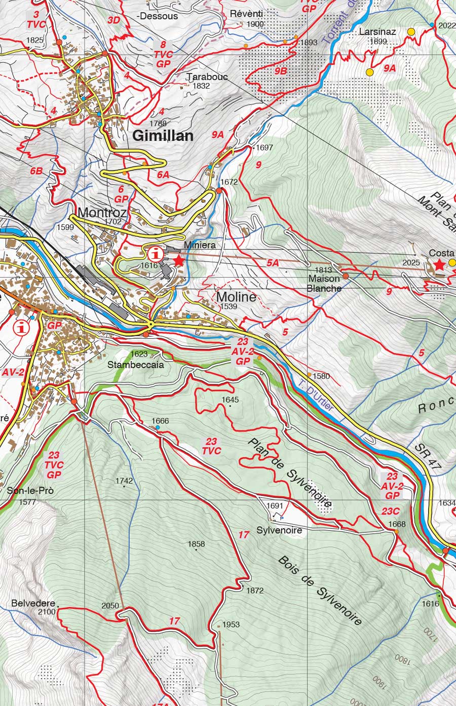 Carte de randonnée n° 25-28 - Aosta, Pila, Valle di Cogne, Gran Paradiso | Fraternali - 1/25 000 carte pliée Fraternali 