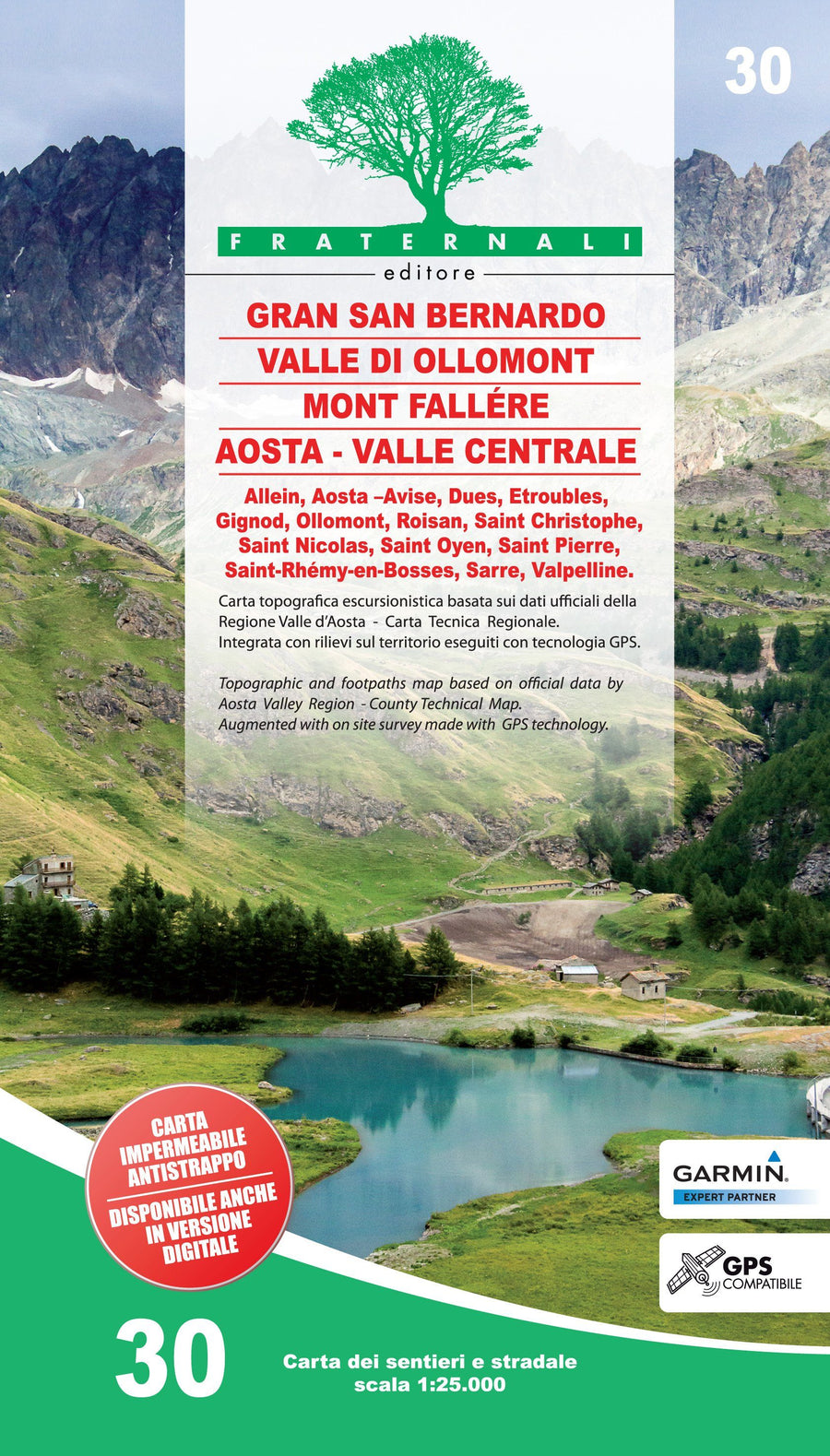 Carte de randonnée n° 25-30 - Gran San Bernardo, Valle di Ollomont- Mont Fallére, Aosta | Fraternali - 1/25 000 carte pliée Fraternali 