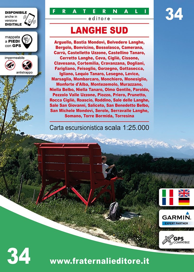Carte de randonnée n° 25-34 - Langhe Sud | Fraternali - 1/25 000 carte pliée Fraternali 