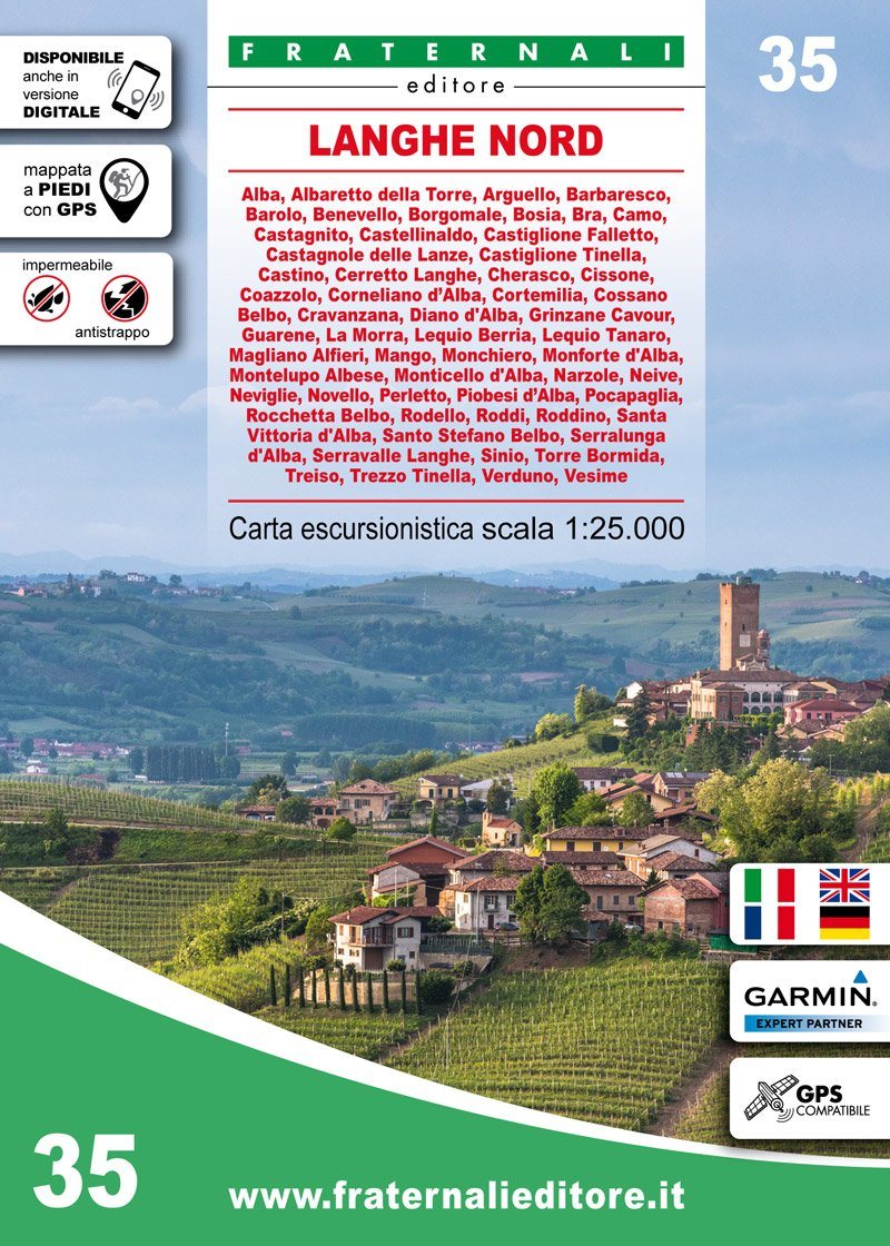 Carte de randonnée n° 25-35 - Langhe Nord | Fraternali - 1/25 000 carte pliée Fraternali 