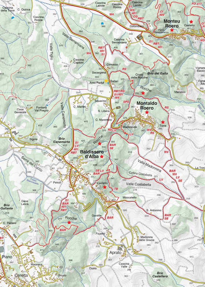 Carte de randonnée n° 25-36 - Roero | Fraternali - 1/25 000 carte pliée Fraternali 