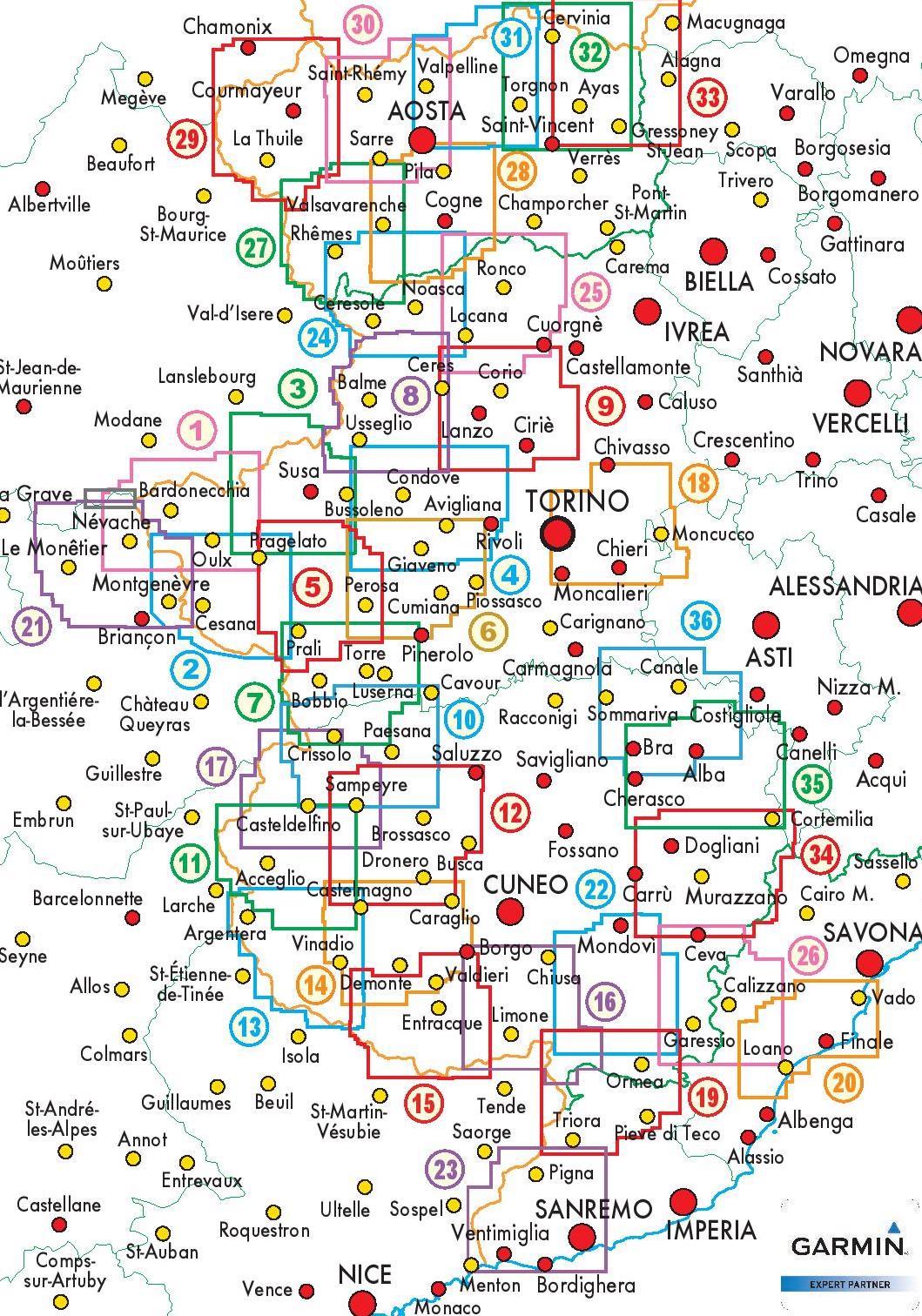 Carte de randonnée n° 25-36 - Roero | Fraternali - 1/25 000 carte pliée Fraternali 