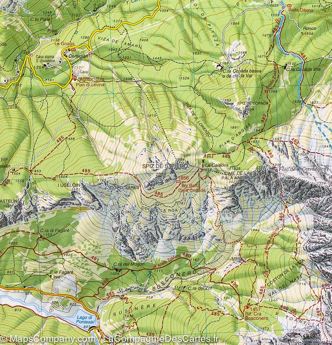 Carte de randonnée n° 25 - Région de Zoldo (Dolomites, Italie) | Tabacco carte de randonnée Tabacco