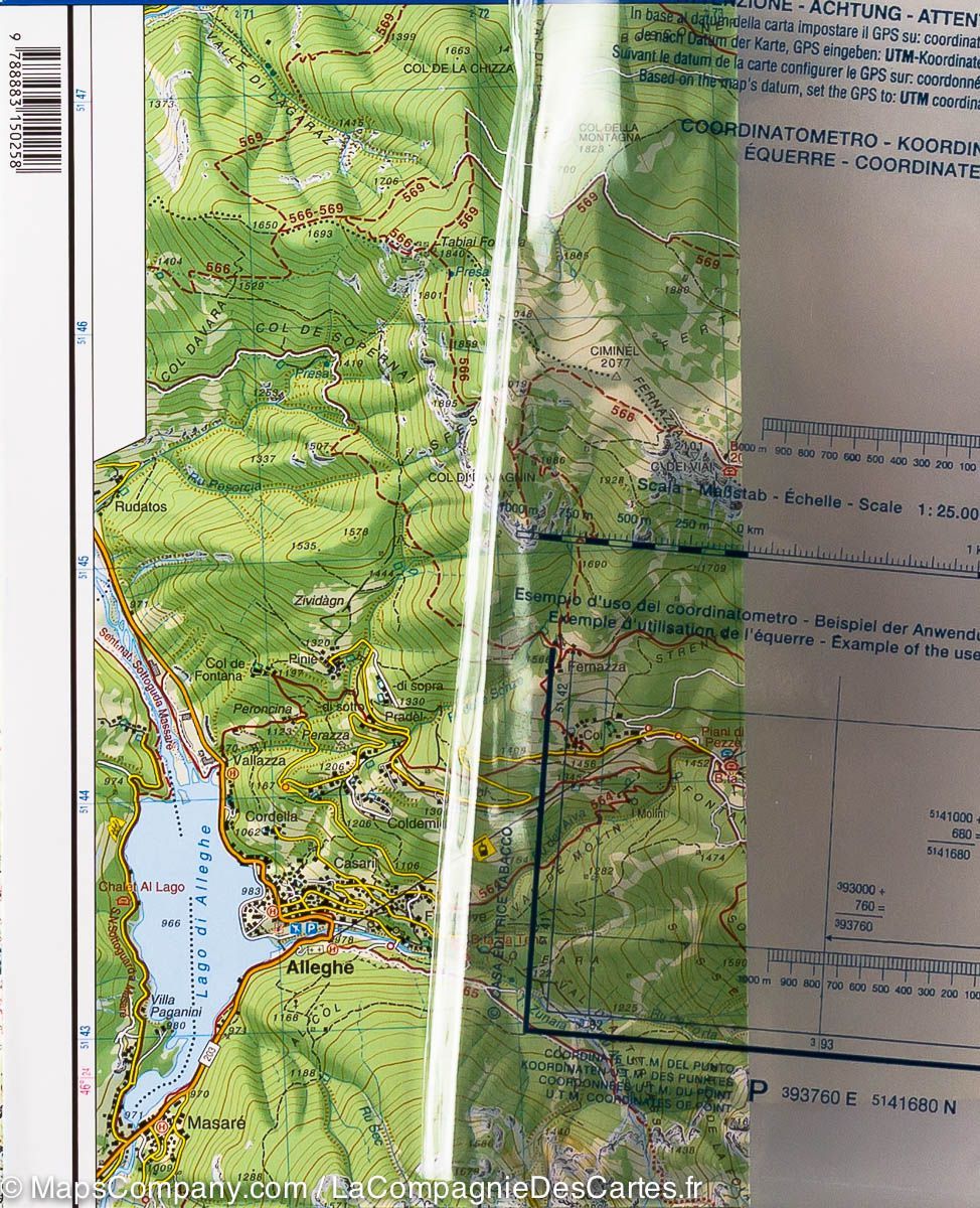 Carte de randonnée n° 25 - Région de Zoldo (Dolomites, Italie) | Tabacco carte de randonnée Tabacco