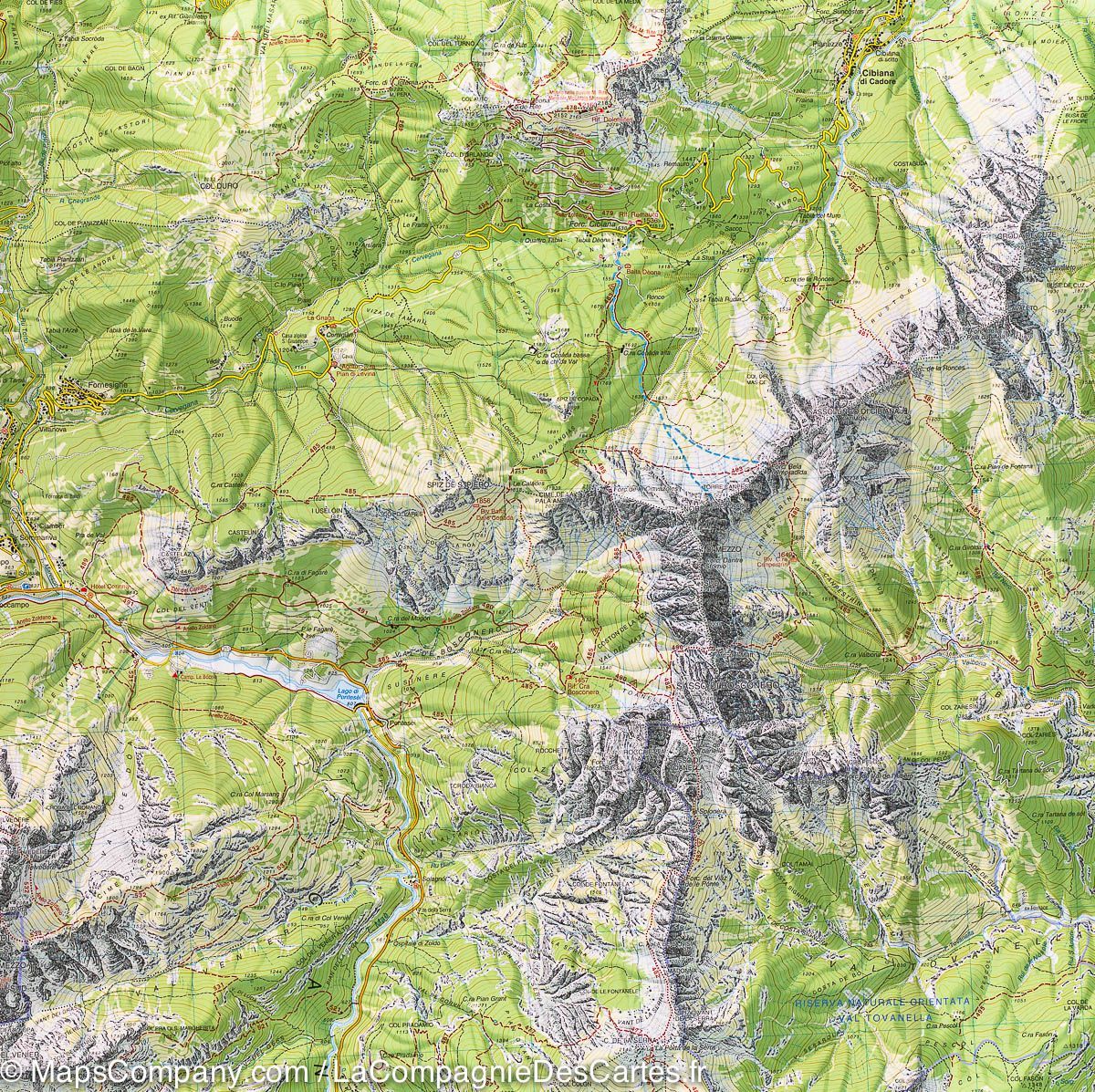 Carte de randonnée n° 25 - Région de Zoldo (Dolomites, Italie) | Tabacco carte de randonnée Tabacco
