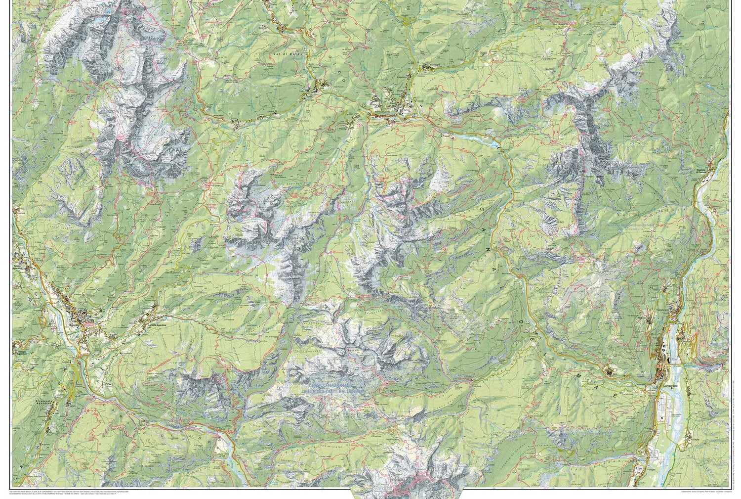 Carte de randonnée n° 25 - Région de Zoldo (Dolomites, Italie) | Tabacco carte de randonnée Tabacco