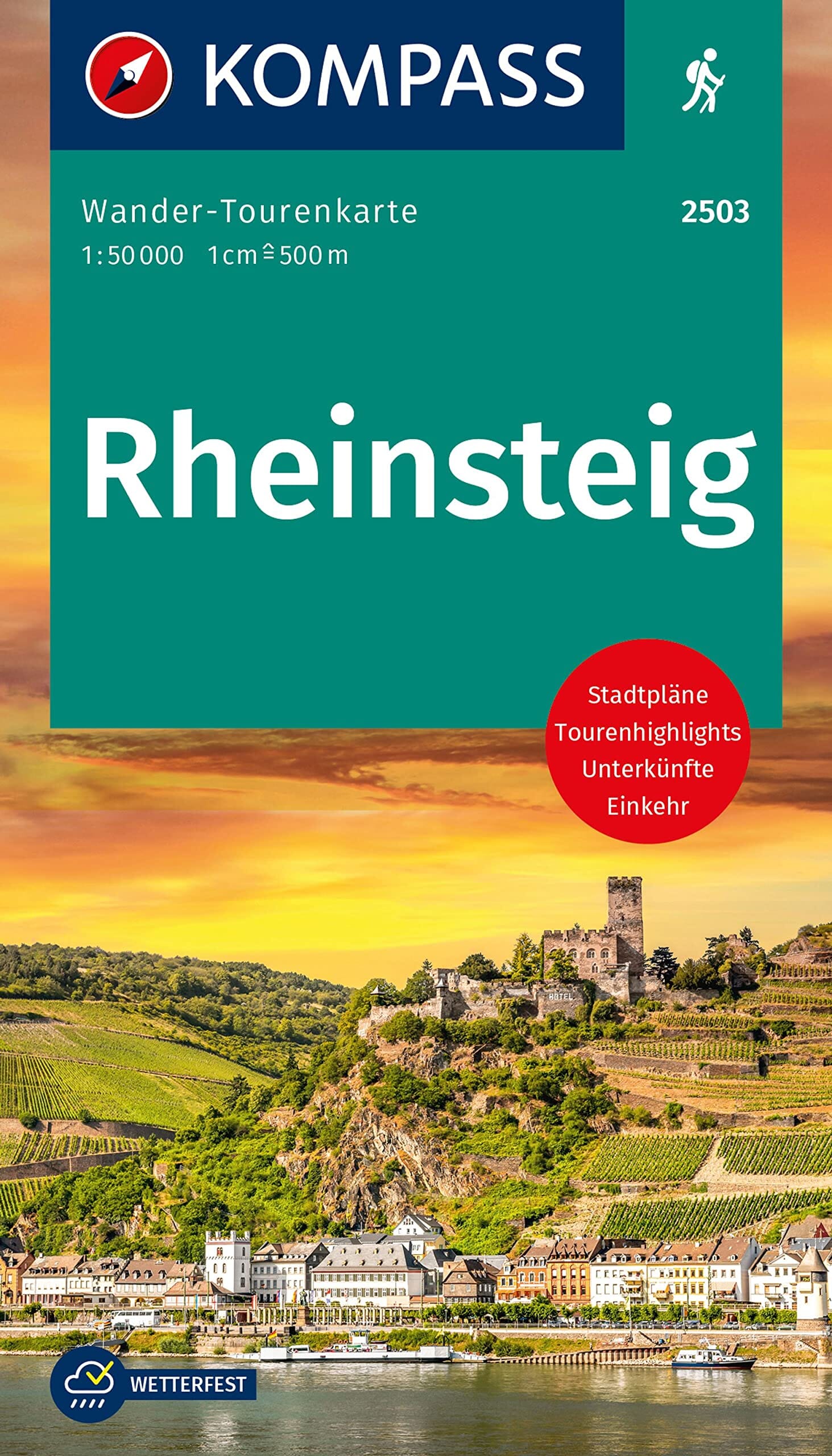 Carte de randonnée n° 2503 - Rheinsteig (Allemagne) | Kompass carte de randonnée Kompass