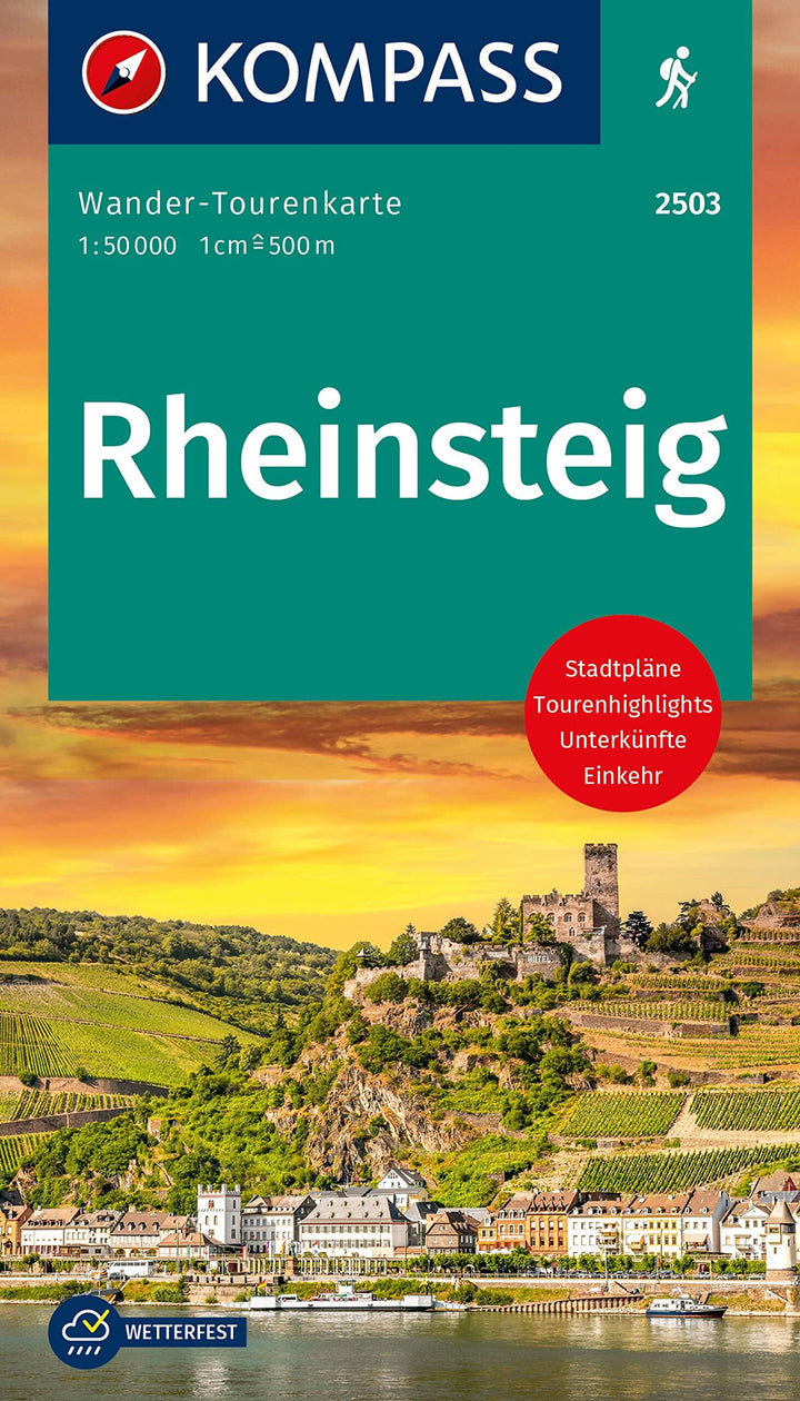 Carte de randonnée n° 2503 - Rheinsteig (Allemagne) | Kompass carte pliée Kompass 