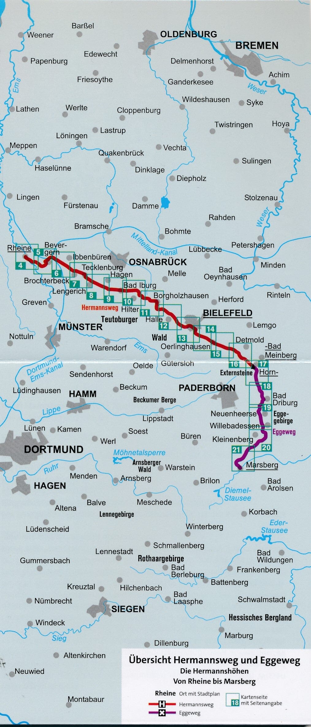 Carte de randonnée n° 2504 - Hermannsweg & Eggeweg (Allemagne) | Kompass carte de randonnée Kompass