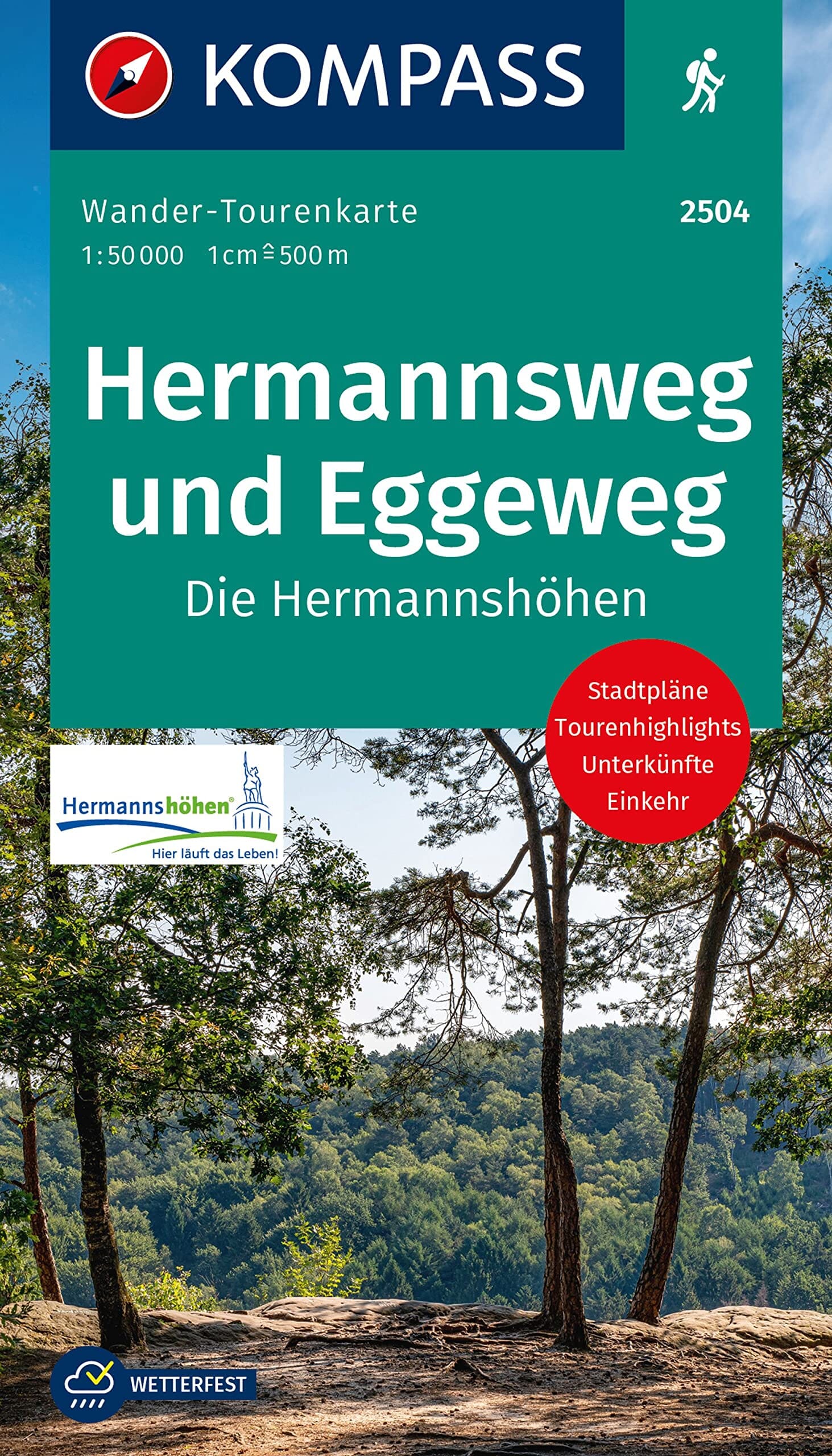 Carte de randonnée n° 2504 - Hermannsweg & Eggeweg (Allemagne) | Kompass carte de randonnée Kompass
