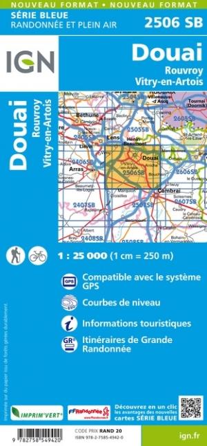 Carte de randonnée n° 2506 - Douai, Rouvroy, Vitry-en-Artois | IGN - Série Bleue carte de randonnée IGN