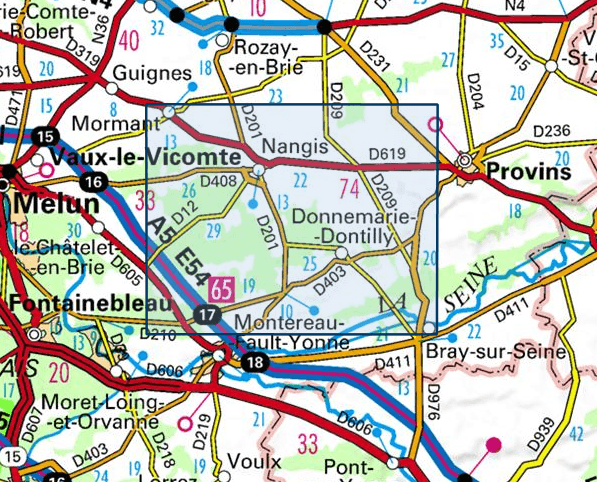 Carte de randonnée n° 2516 - Nangis, Donnemarie-Dontilly | IGN - Série Bleue carte de randonnée IGN