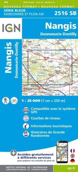 Carte de randonnée n° 2516 - Nangis, Donnemarie-Dontilly | IGN - Série Bleue carte pliée IGN 