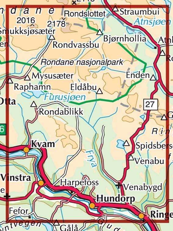 Carte de randonnée n° 2521 - Rondane Sud (Norvège) | Nordeca - Turkart 1/50 000 carte pliée Nordeca 