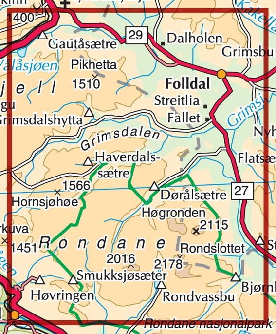 Carte de randonnée n° 2523 - Rondane Nord (Norvège) | Nordeca - Turkart 1/50 000 carte de randonnée Nordeca