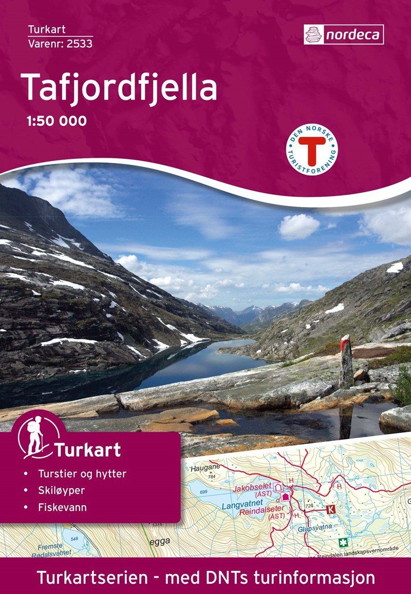 Carte de randonnée n° 2533 - Tafjordfjella (Norvège) | Nordeca - Turkart 1/50 000 carte pliée Nordeca 