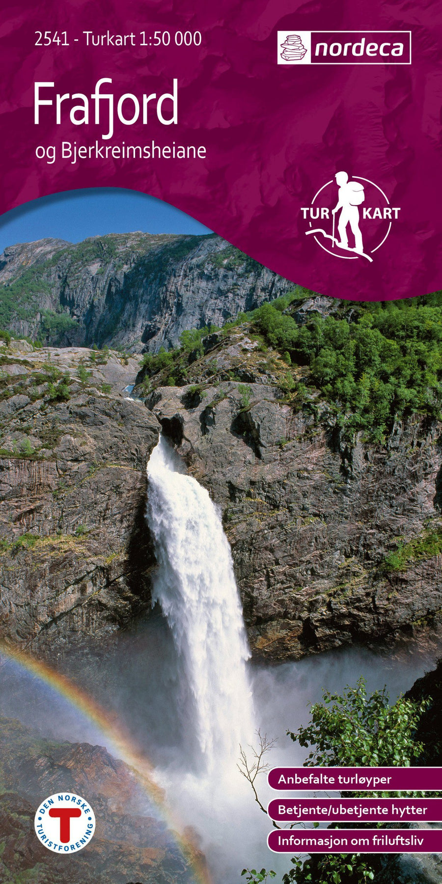 Carte de randonnée n° 2541 - Frafjord-Bjerkreimsheiane (Norvège) | Nordeca - Turkart 1/50 000 carte pliée Nordeca 