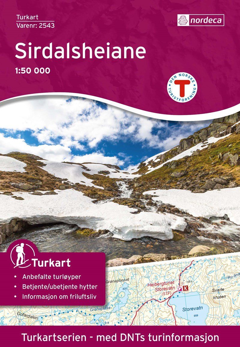 Carte de randonnée n° 2543 - Sirdalsheiane (Norvège) | Nordeca - Turkart 1/50 000 carte pliée Nordeca 