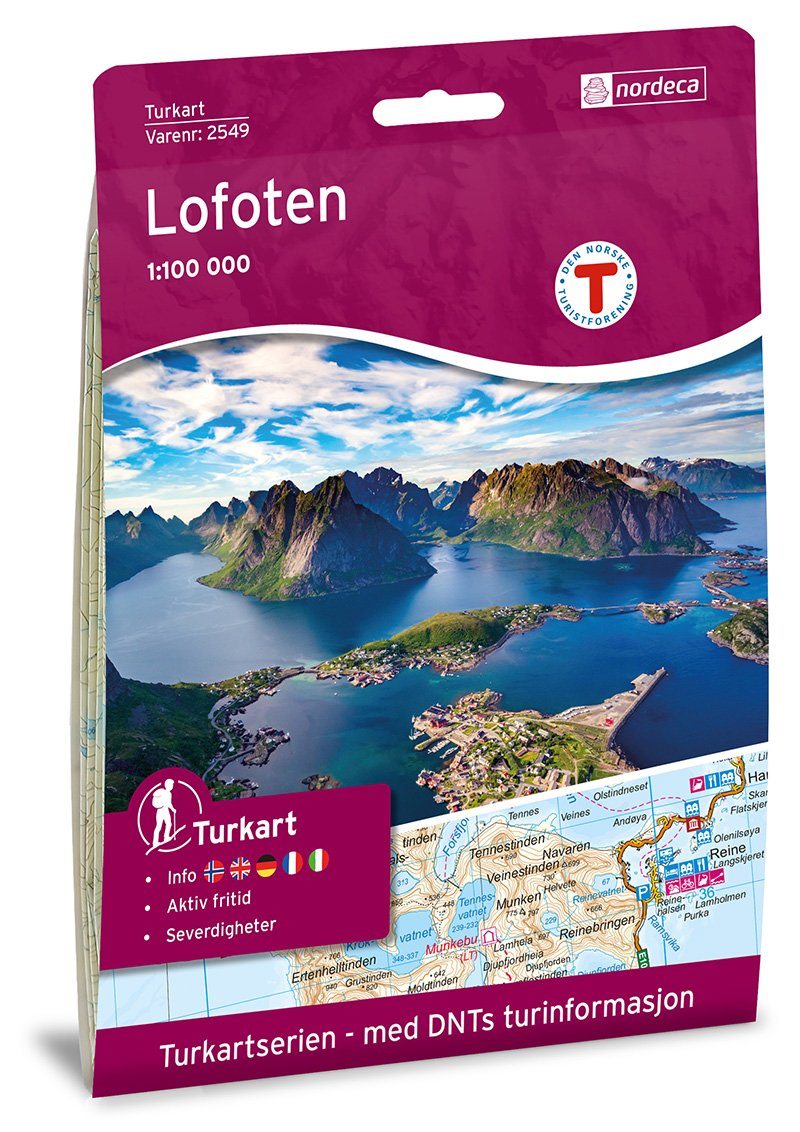 Carte de randonnée n° 2549 - Lofoten (Norvège) | Nordeca - Turkart 1/100 000 carte de randonnée Nordeca