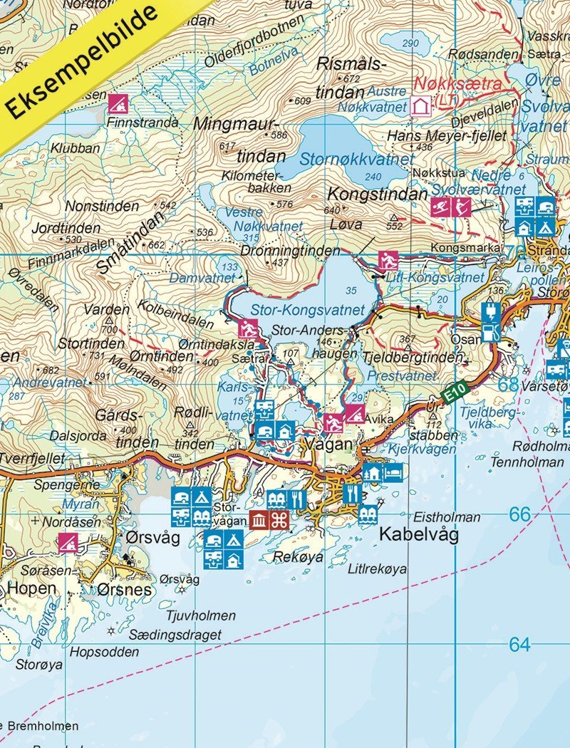 Carte de randonnée n° 2549 - Lofoten (Norvège) | Nordeca - Turkart 1/100 000 carte de randonnée Nordeca