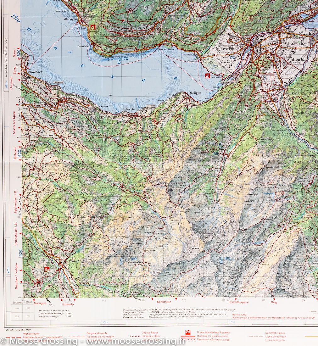 Carte de randonnée imperméable n° 254T - Interlaken (Suisse) | Swisstopo - Excursions au 1/50 000 carte de randonnée Swisstopo