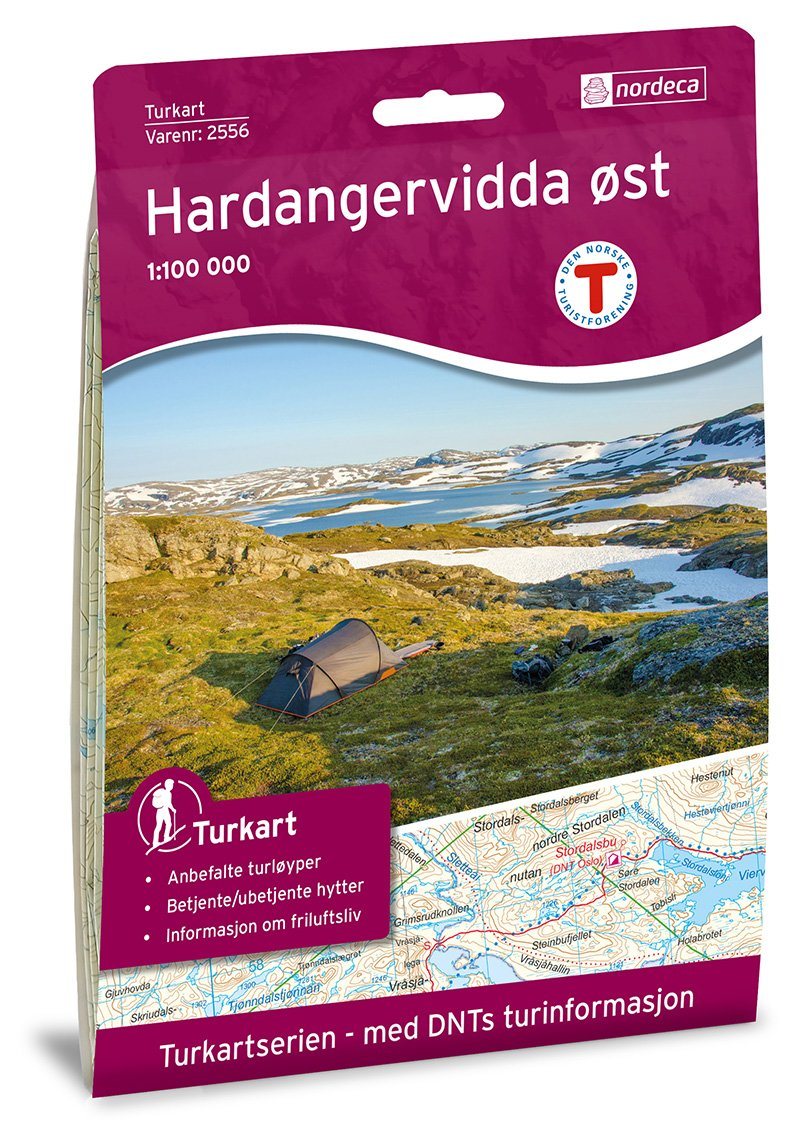 Carte de randonnée n° 2556 - Hardangervidda Est (Norvège) | Nordeca - Turkart 1/100 000 carte de randonnée Nordeca