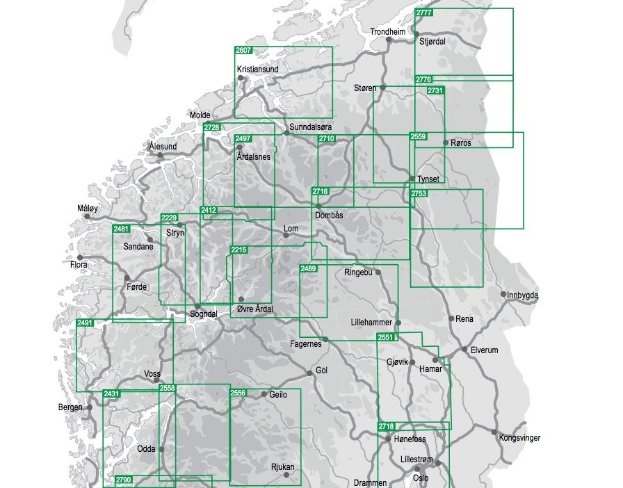 Carte de randonnée n° 2556 - Hardangervidda Est (Norvège) | Nordeca - Turkart 1/100 000 carte pliée Nordeca 