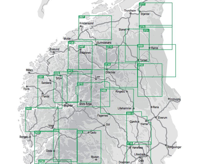 Carte de randonnée n° 2556 - Hardangervidda Est (Norvège) | Nordeca - Turkart 1/100 000 carte pliée Nordeca 