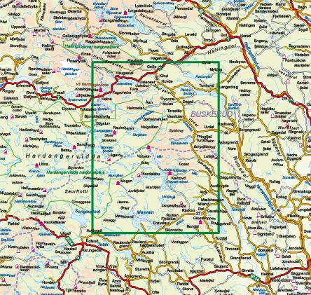 Carte de randonnée n° 2556 - Hardangervidda Est (Norvège) | Nordeca - Turkart 1/100 000 carte pliée Nordeca 