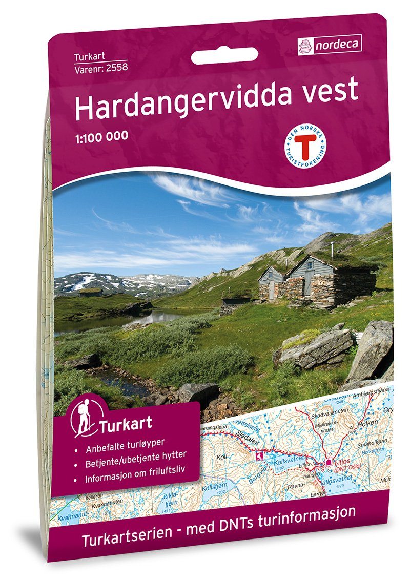 Carte de randonnée n° 2558 - Hardangervidda Ouest (Norvège) | Nordeca - Turkart 1/100 000 carte de randonnée Nordeca