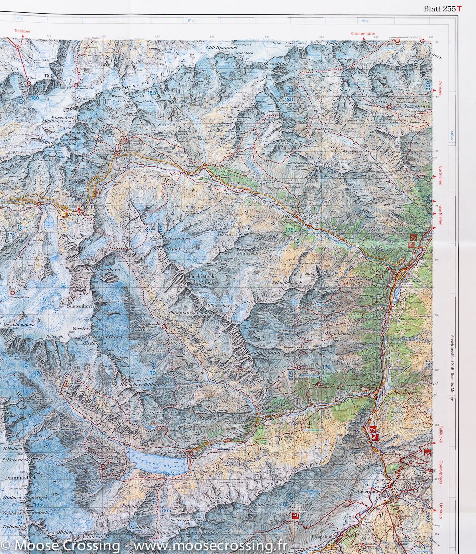 Carte de randonnée imperméable n° 255T - Sustenpass (Suisse) | Swisstopo - Excursions au 1/50 000 carte de randonnée Swisstopo