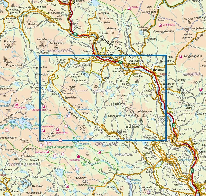 Carte de randonnée n° 2563 - Peer Gynts Rike (Norvège) | Nordeca - Turkart 1/50 000 carte de randonnée Nordeca
