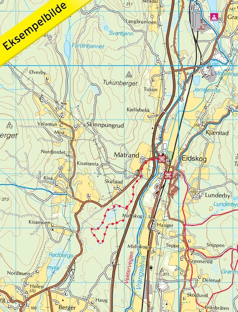 Carte de randonnée n° 2566 - Eidskog (Norvège) | Nordeca - Turkart 1/50 000 carte de randonnée Nordeca