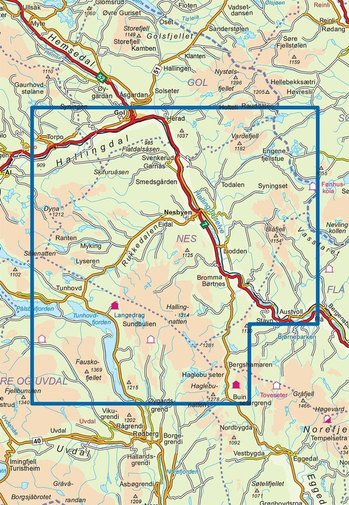 Carte de randonnée n° 2573 - Nesbyen (Norvège) | Nordeca - Turkart 1/50 000 carte pliée Nordeca 