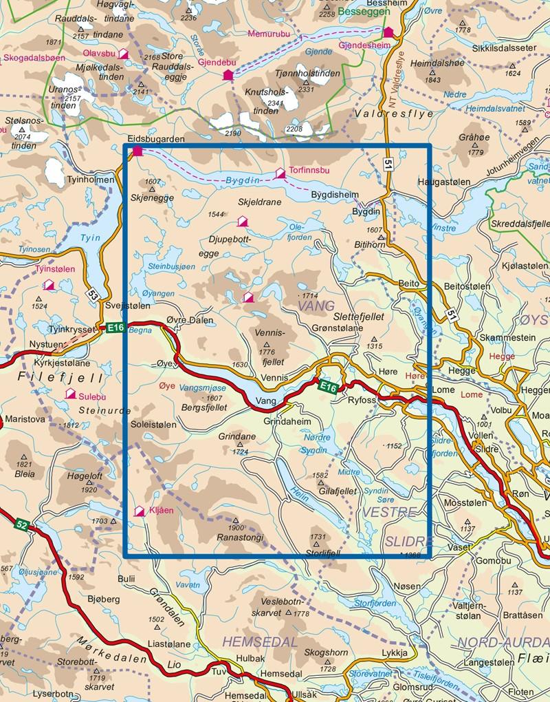 Carte de randonnée n° 2579 - Vang i Valdres (Norvège) | Nordeca - Turkart 1/50 000 carte de randonnée Nordeca