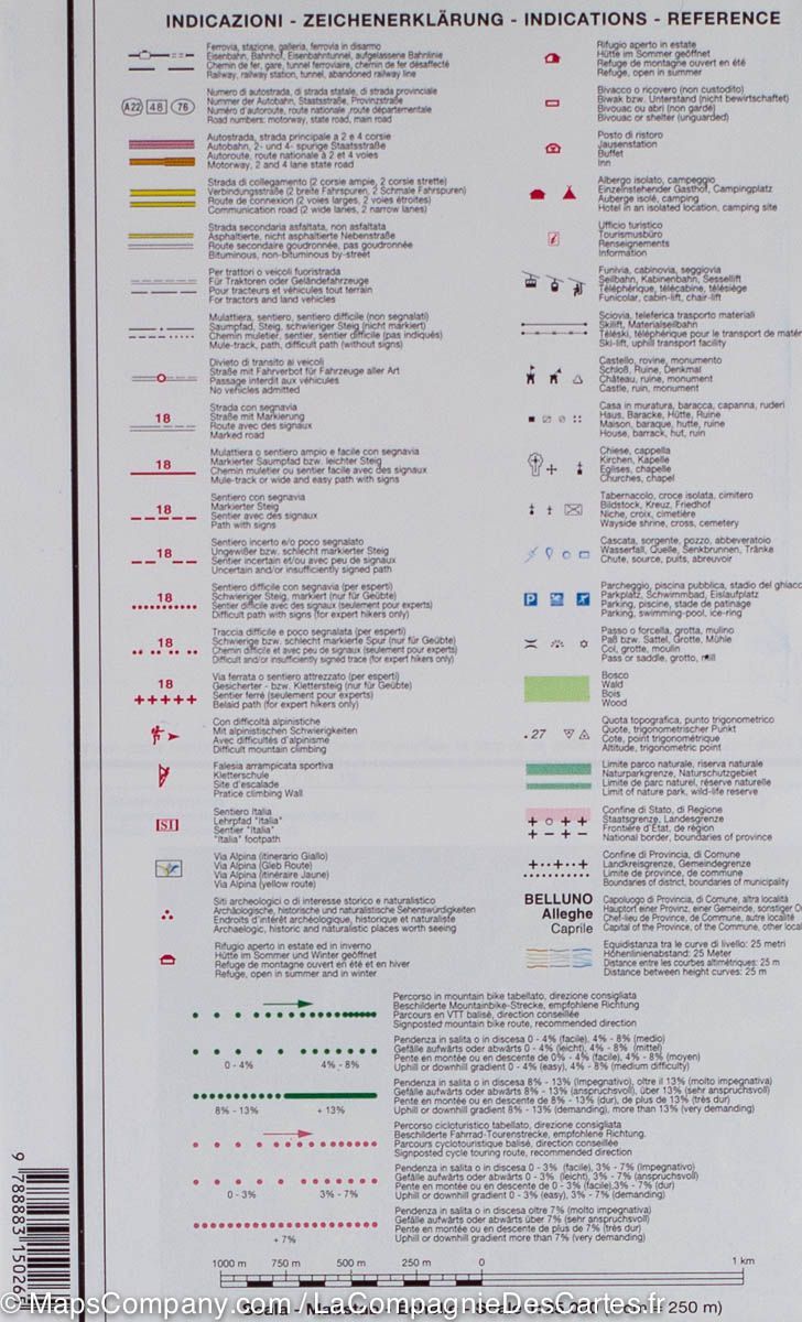 Carte de randonnée n° 26 - Alpes de Giulie autour de Tarcento (Italie) | Tabacco carte de randonnée Tabacco
