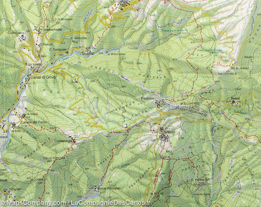 Carte de randonnée n° 26 - Alpes de Giulie autour de Tarcento (Italie) | Tabacco carte pliée Tabacco 