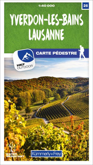 Carte de randonnée n° 26 - Yverdon-les-Bains, Lausanne (Suisse) | Kümmerly & Frey-1/40 000 carte de randonnée Kümmerly & Frey