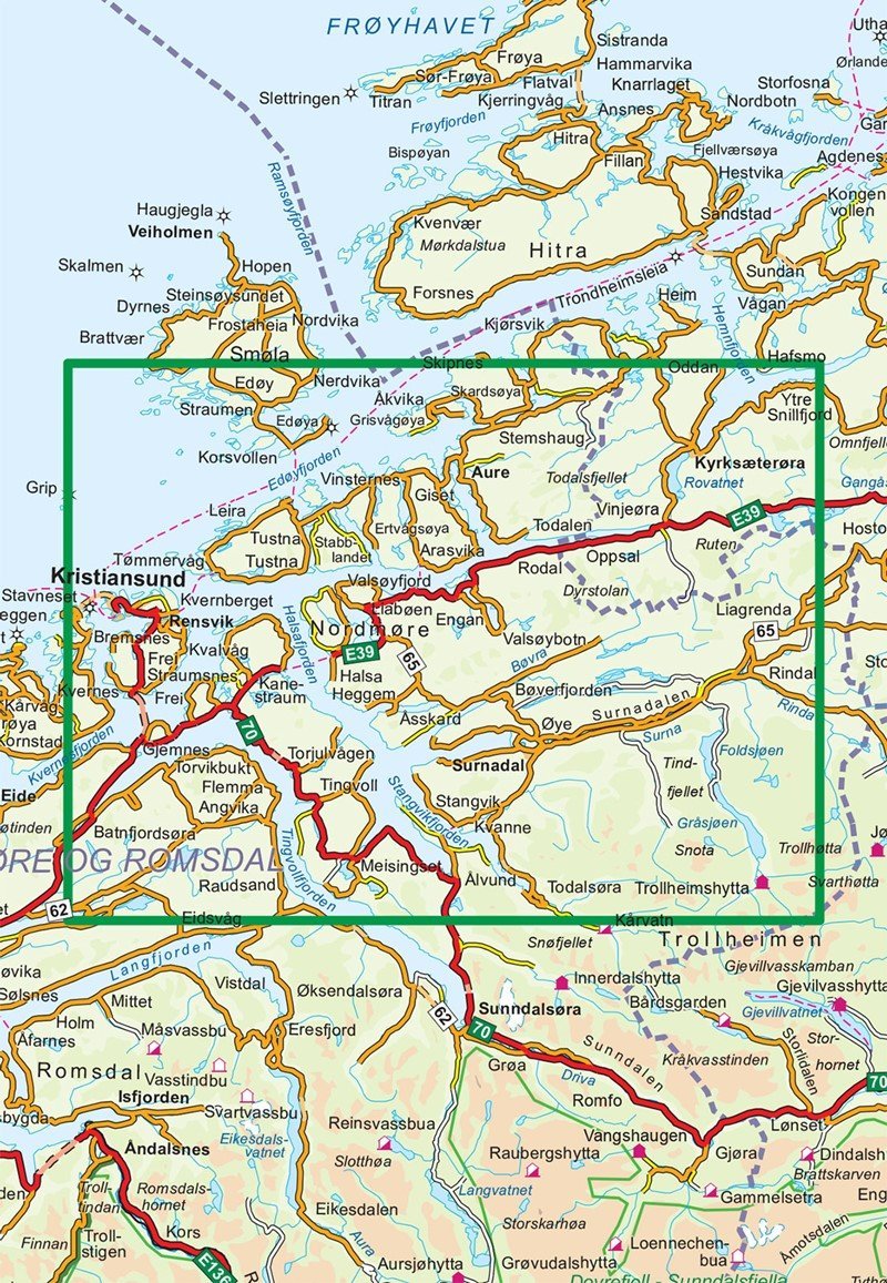 Carte de randonnée n° 2607 - Fjordruta (Norvège) | Nordeca - Turkart 1/100 000 carte pliée Nordeca 
