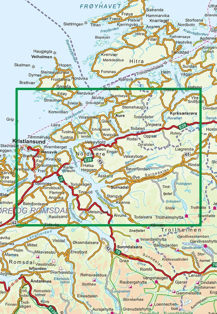 Carte de randonnée n° 2607 - Fjordruta (Norvège) | Nordeca - Turkart 1/100 000 carte pliée Nordeca 