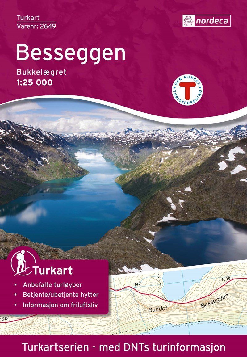 Carte de randonnée n° 2649 - Besseggen (Norvège) | Nordeca - Turkart 1/25 000 carte pliée Nordeca 