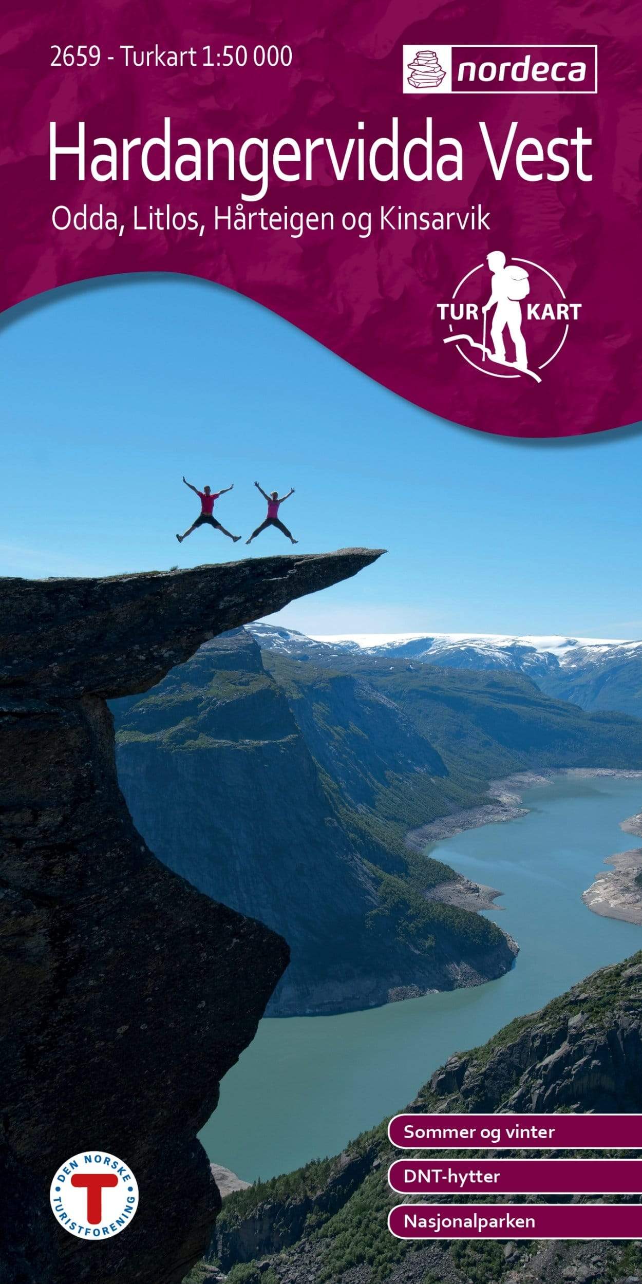 Carte de randonnée n° 2659 - Hardangervidda Vest (Norvège) | Nordeca - Turkart 1/50 000 carte de randonnée Nordeca