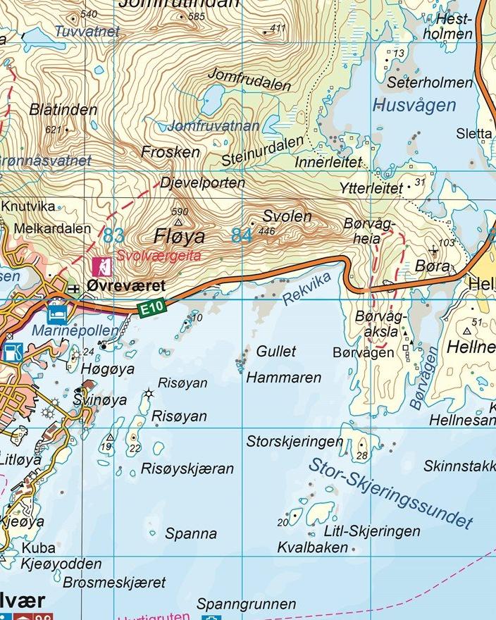 Carte de randonnée n° 2671 - Vågan (Iles Lofoten, Norvège) | Nordeca - Turkart 1/50 000 carte pliée Nordeca 