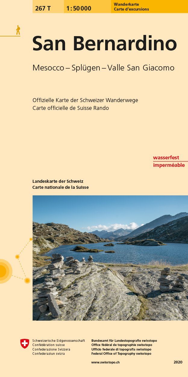 Carte de randonnée n° 267T - San Bernardino (Suisse) | Swisstopo - Excursions au 1/50 000 carte pliée Swisstopo 