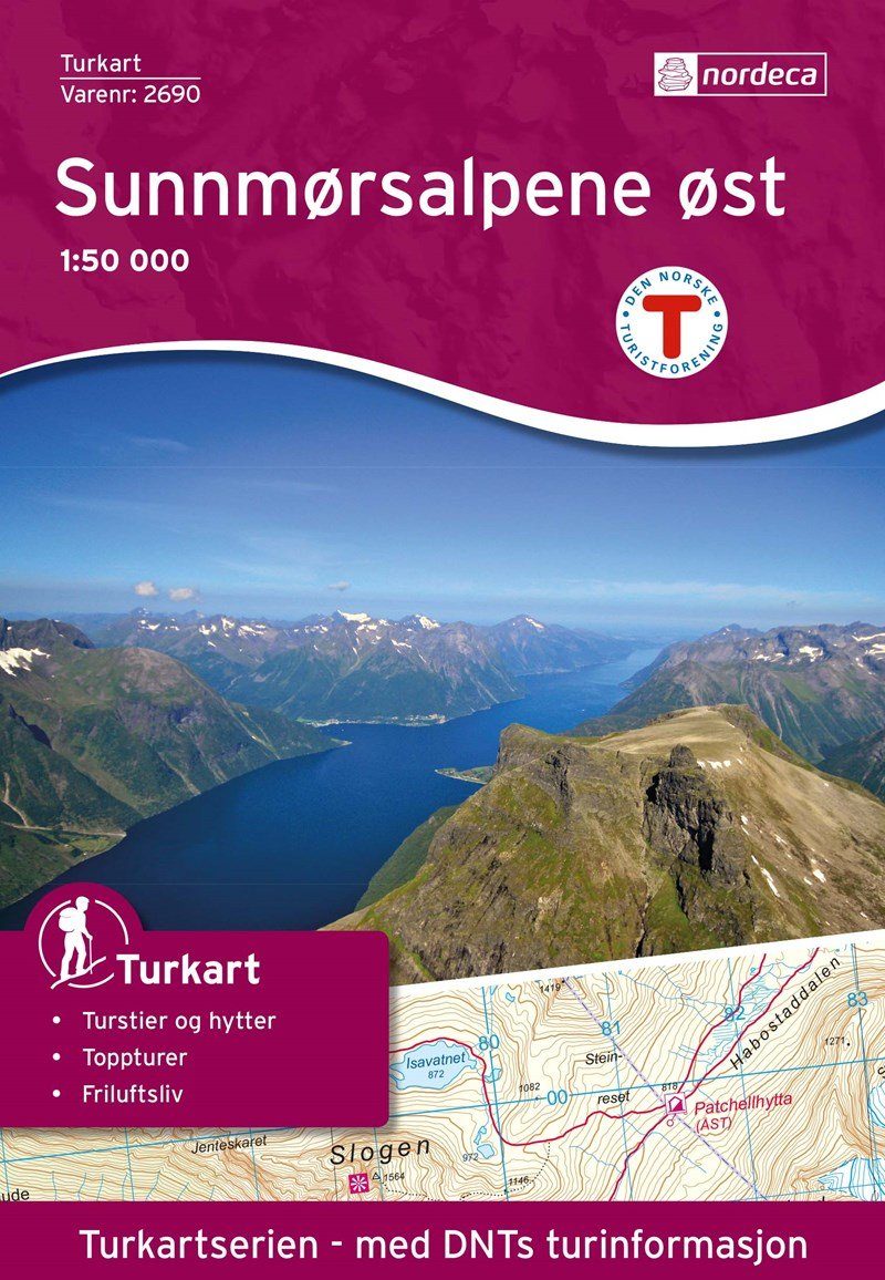 Carte de randonnée n° 2690 - Sunnmørsalpene Øst (Norvège) | Nordeca - Turkart 1/50 000 carte pliée Nordeca 