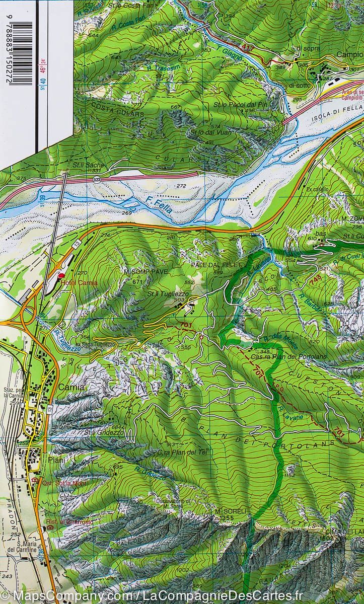 Carte de randonnée n° 27 - Mont Canin, du Val Resia et parc naturel des préalpes de Giulie (Italie) | Tabacco carte de randonnée Tabacco
