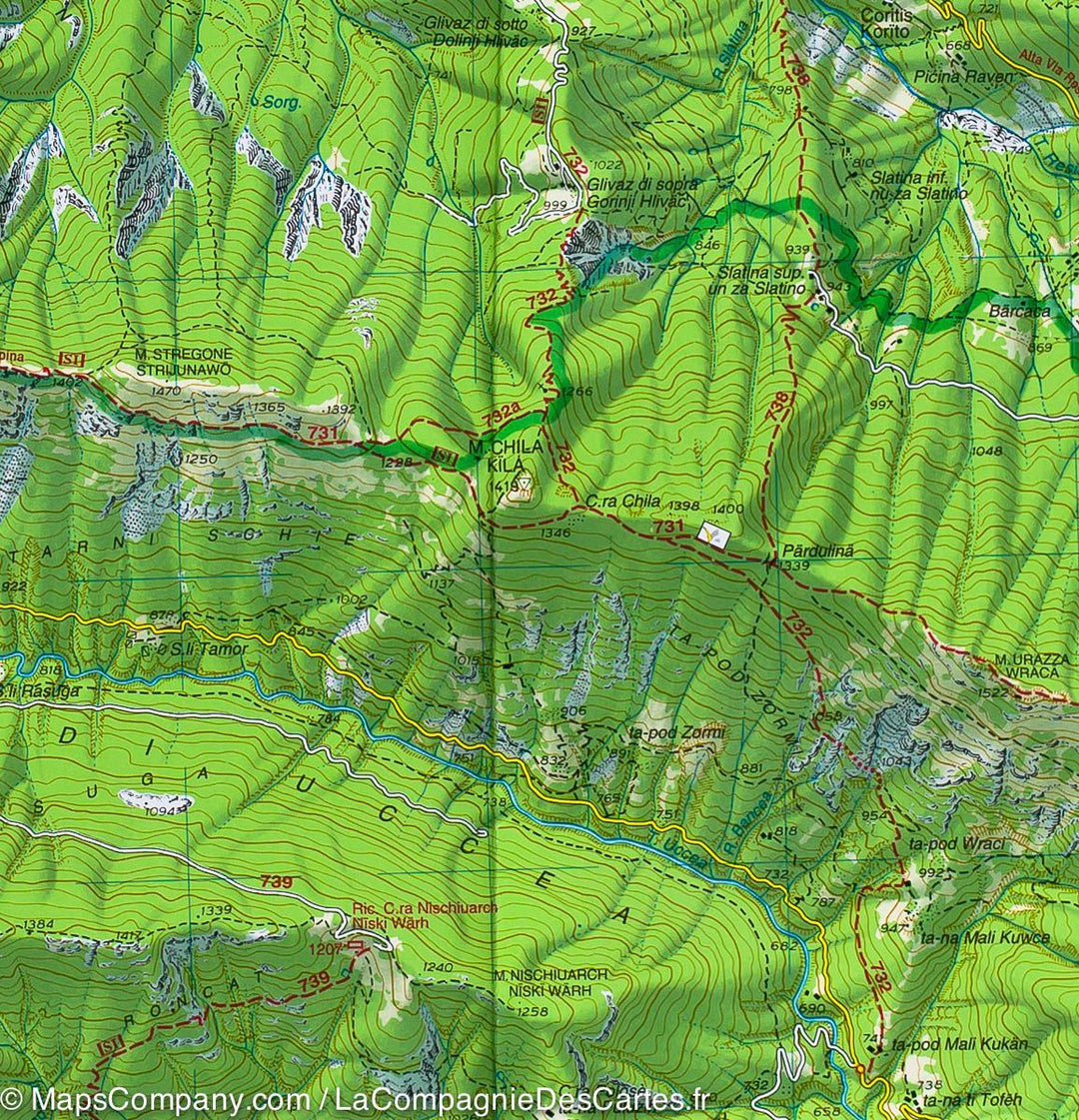 Carte de randonnée n° 27 - Mont Canin, du Val Resia et parc naturel des préalpes de Giulie (Italie) | Tabacco carte pliée Tabacco 