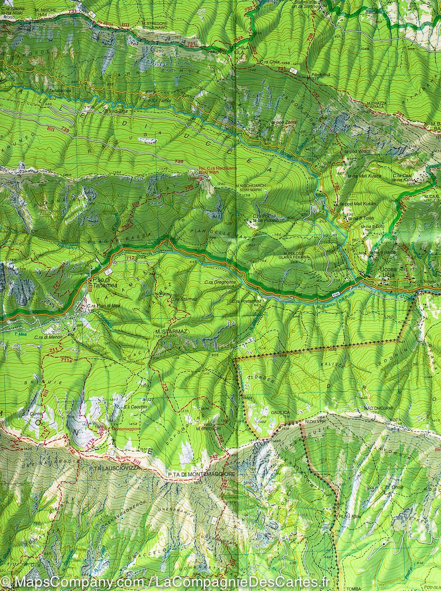 Carte de randonnée n° 27 - Mont Canin, du Val Resia et parc naturel des préalpes de Giulie (Italie) | Tabacco carte de randonnée Tabacco