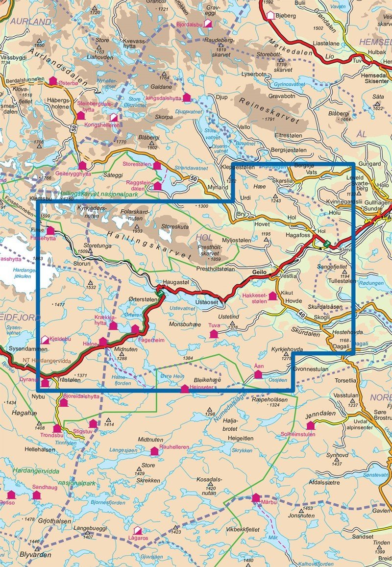 Carte de randonnée n° 2703 - Skarverennet Skarverittet (Norvège) | Nordeca - Turkart 1/50 000 carte de randonnée Nordeca