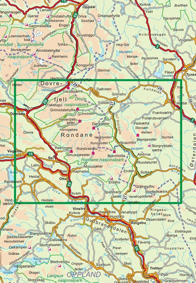 Carte de randonnée n° 2716 - Rondane (Norvège) | Nordeca - Turkart 1/100 000 carte de randonnée Nordeca